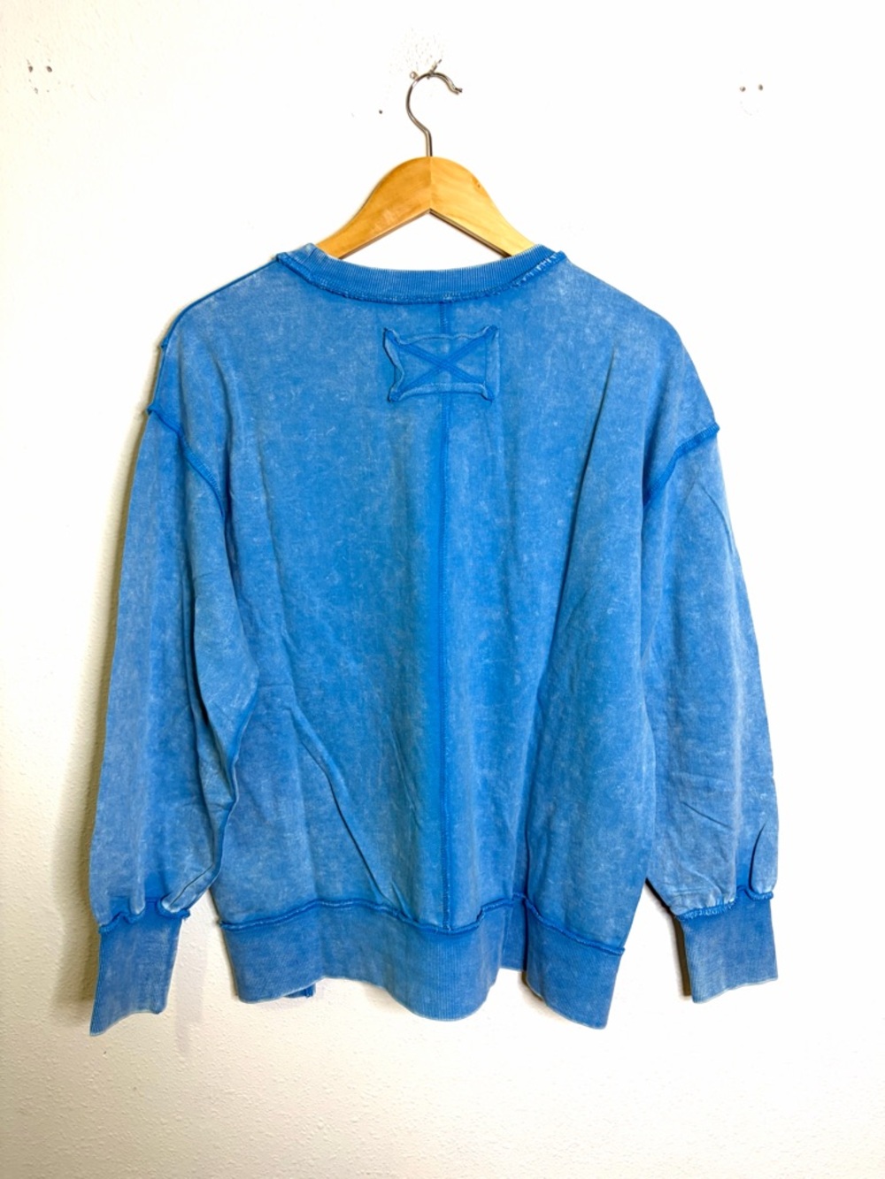 100% cotton Light Blue Mineral acid Wash Oversized Sweatshirt French Terry S/M - Picture 5 of 5